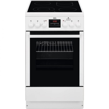 Aragaz AEG CCB56401BW, Electric, Plita vitroceramica cu 4 zone de gatit, Cuptor electric, Grill electric, Timer cu display electronic, 50 cm, Alb Aragaz AEG CCB56401BW, Electric, Plita vitroceramica cu 4 zone de gatit, Cuptor electric, Grill electric, Timer cu display electronic, 50 cm, Alb