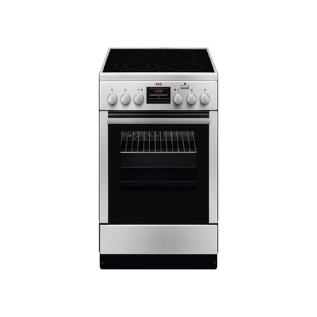 Aragaz AEG CCB56401BX, Electric, Plita vitroceramica cu 4 zone de gatit, Cuptor electric, Grill electric, Timer cu display electronic, 50 cm, Inox antiamprenta