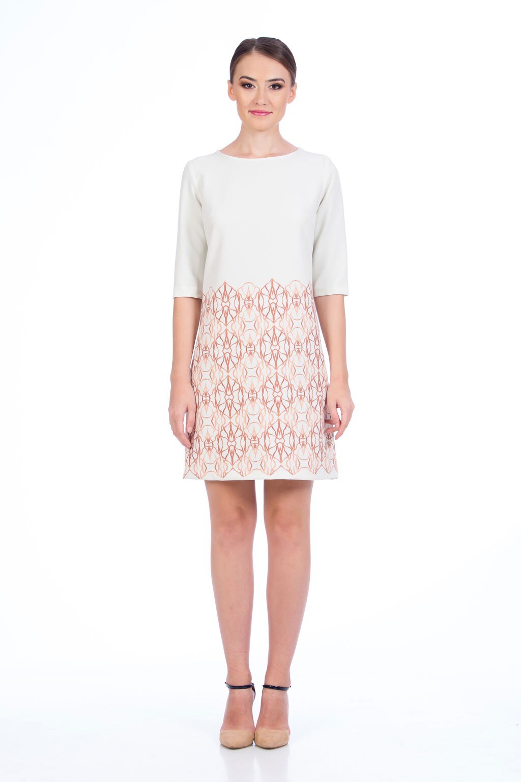 Rochie imprimata digital alb