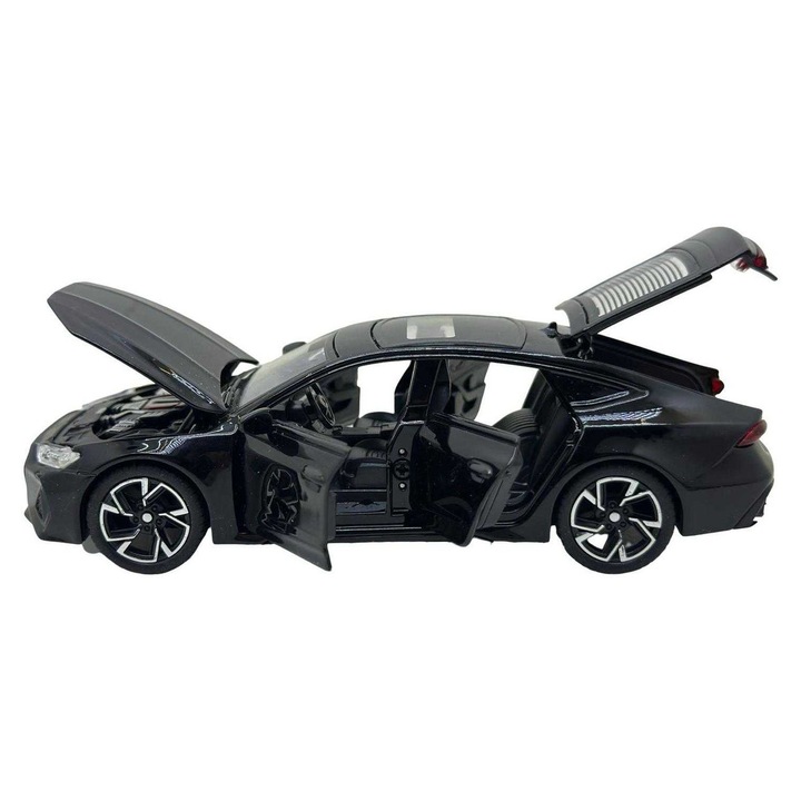 Macheta metal Audi RS7 negru scara 1:32 - cu lumini, sunete, usi si portbagaj care se deschid