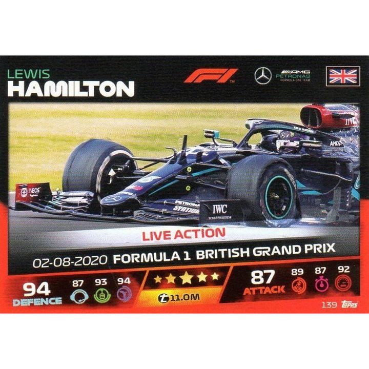 Настолни игри, Turbo Attax 2021, комплект 139 Луис Хамилтън, карти с живо действие