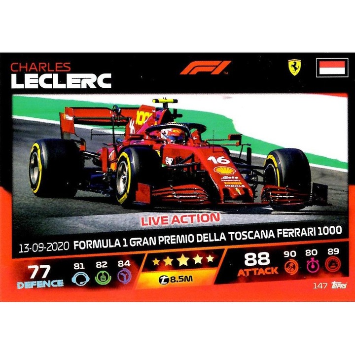 Настолни игри, Turbo Attax 2021, комплект 147 Charles Leclerc, многоцветни
