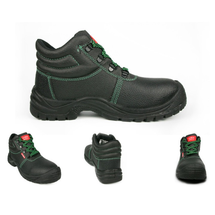 Ghete lucru PGT, piele neagră cu detalii roșii, talpă antiderapantă, mărime 40 EU