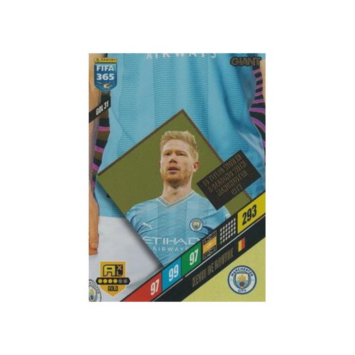 Panini Adrenalyn XL társasjáték 365 2024 GOL31 Kevin De Bruyne, Manchester City, Arany, Óriás