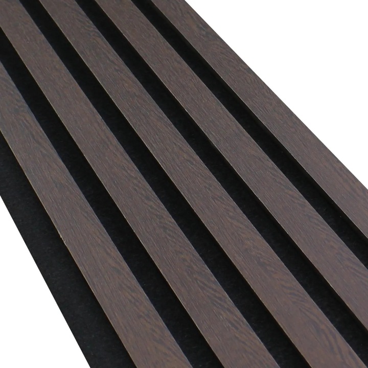 Set 2 Riflaje Decorative, tip panou acustic din fetru cu lamele din MDF, negru, 2600*600*21mm