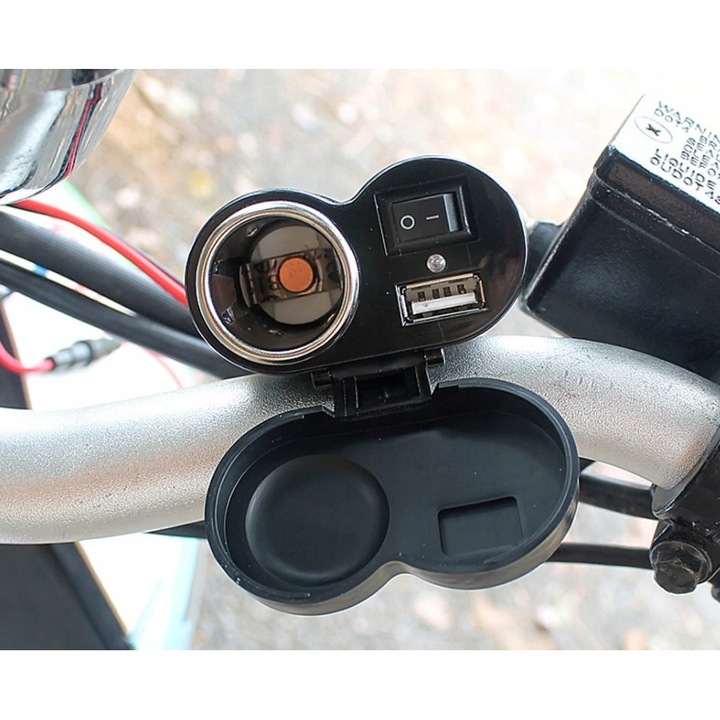 Motorkerékpár töltő MOTO 2x USB 1.5A, 9-24V, vízálló védelemmel, könnyen összeszerelhető