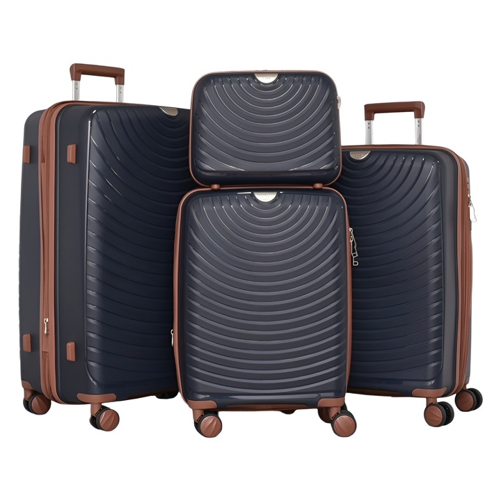 PERFECT++LINE PP 88005 bőrönd szett, bővíthető, 75/49/30 cm, sötétkék, 4 darabos