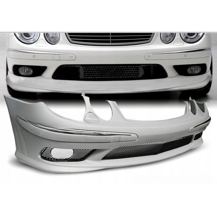 JOM első lökhárító Mercedes W211, 2002-2006, AMG stílus, spray lyukakkal, új