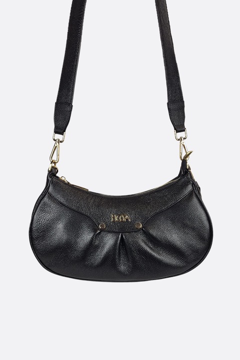 Női táska Boca 735, fekete, 34x22x10cm, valódi bőrből, arany metál díszítéssel