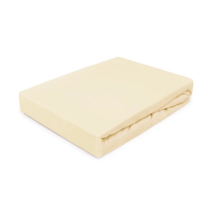 Cearceaf de pat cu elastic, Spod Igly i Nitki, 180x200cm, crem, 100% bumbac