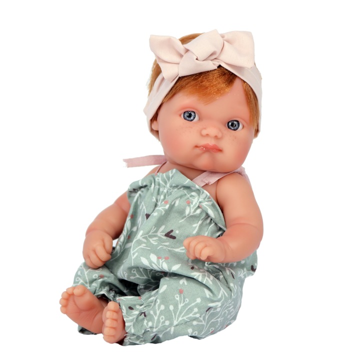 Antonio Juan Mufly baba, 21 cm, rövid haj frufruval, mentazöld ruhában