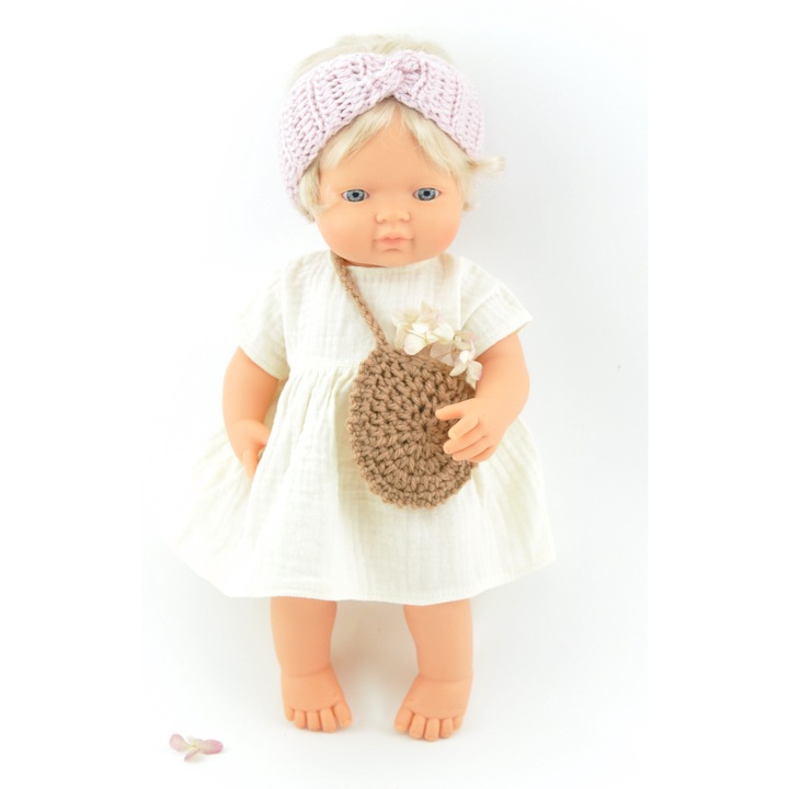 Gyapjú baba Miniland babákhoz 38 cm és Paola Reina 34 cm, rózsaszín szett