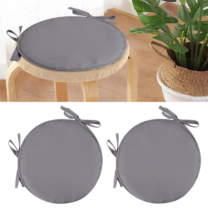 2 db kerek ülőpárna szett, YANYXR, szürke, 38cm átmérő