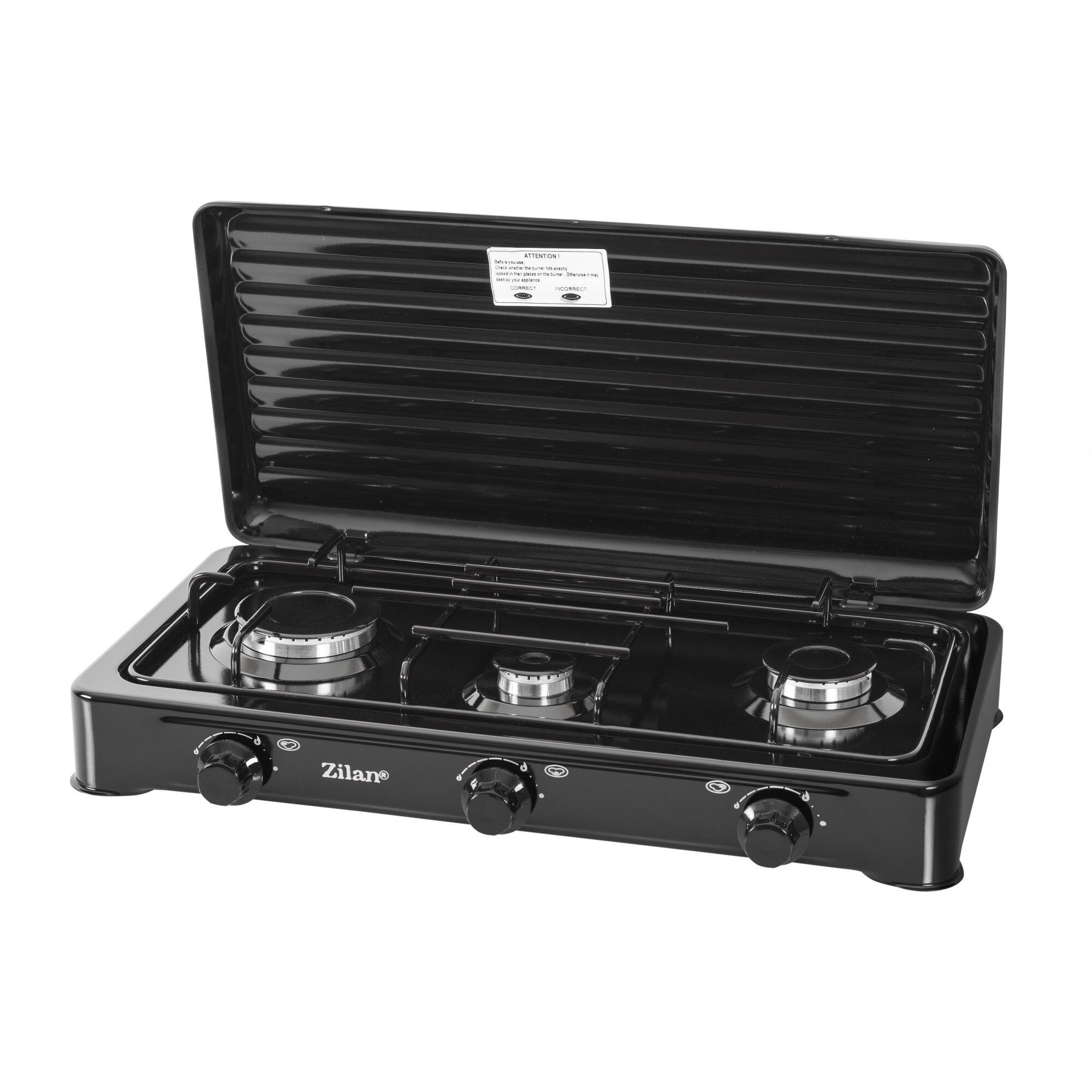 Aragaz emailat cu 3 arzatoare NEGRU Zilan ZLN-0032