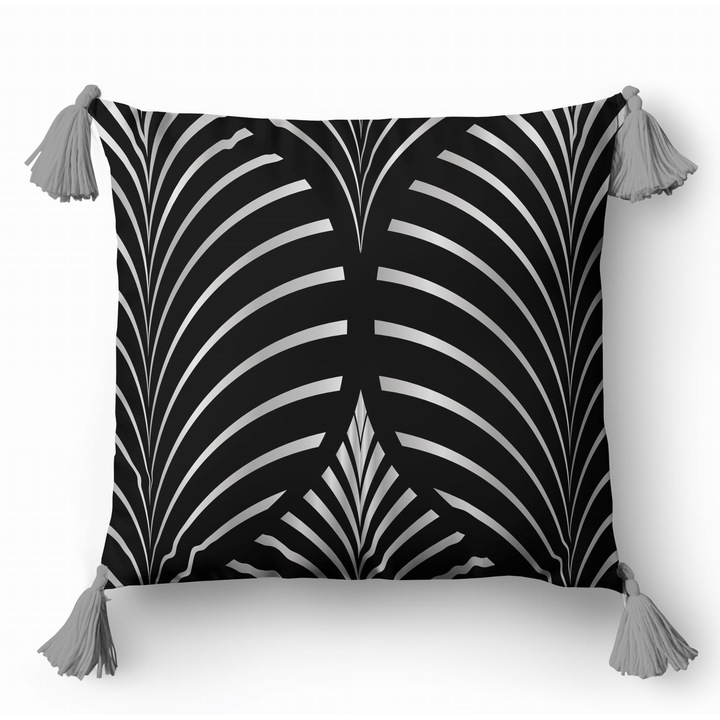 Poszewka decorativa 45x45 cm, mozaic grafit cu argintiu, 70% bumbac, 30% poliester