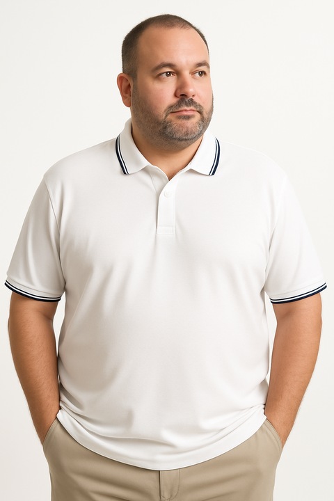 Tricou pentru barbati confortabil, marimi mari, Alb