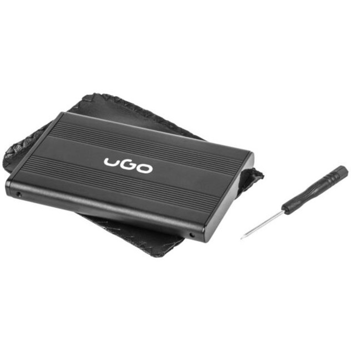 Кутия за твърд диск uGo, UKZ-1003, 2.5 инча, USB 2.0, алуминий, черна