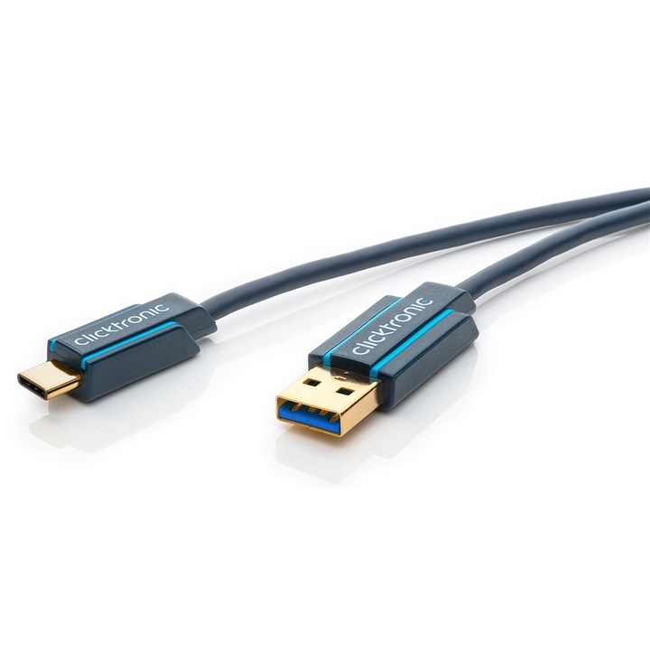 Professzionális kábel 3m USB TYPE C - USB 3.0 4.5W SuperSpeed 5Gbit/s OFC aranyozott réz Clicktronic