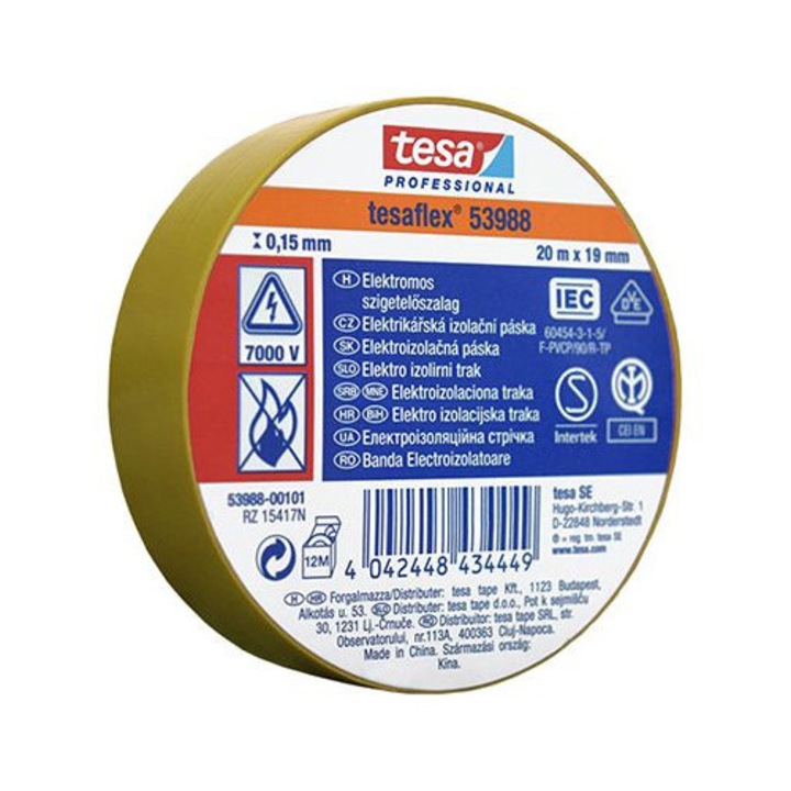 Изолираща лента Tesaflex 20м Жълта 10 бр.