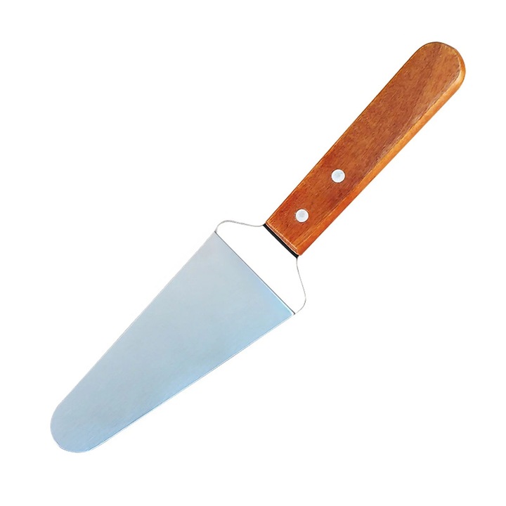 YANYXR háromszög alakú rozsdamentes acél spatula fa nyéllel, 26x7x5cm