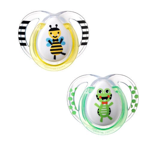 Suzete Tommee Tippee Ortodontice de Zi Fun 0-6 Luni 2 Bucati, Verde Galben