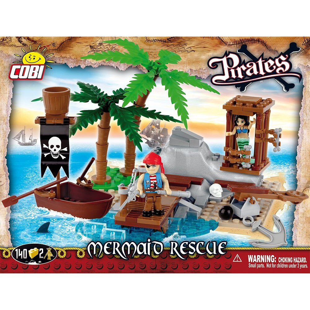 Set Constructie Cobi, Piratii din Caraibe, Salvarea sirenei (140 piese)