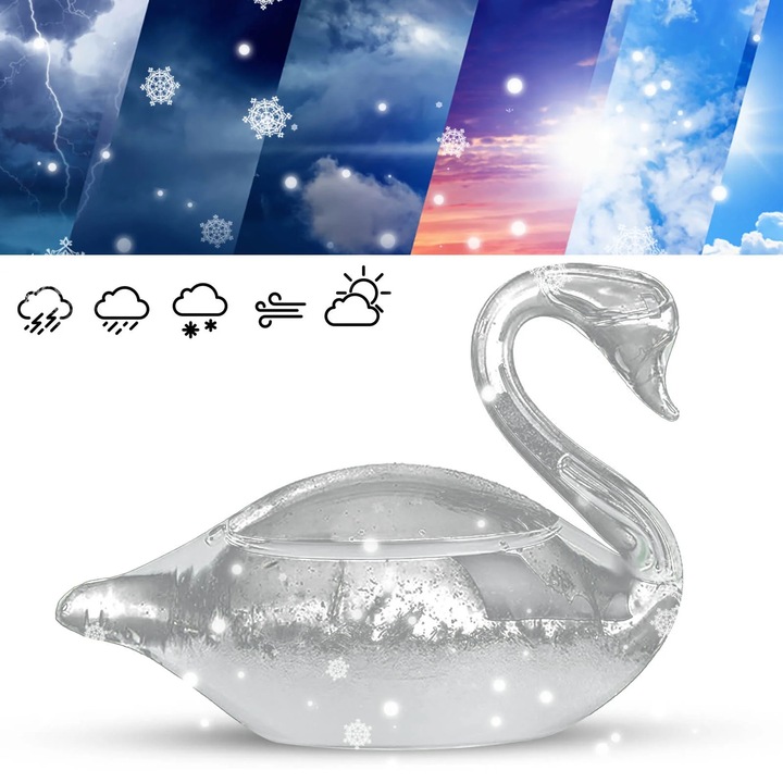 Sticla meteo ZYBLSSBB LSM2xh1860-BCS0201848, design lebada din sticla, decorativ, indicator de vreme (storm glass), transparent, 38 ml