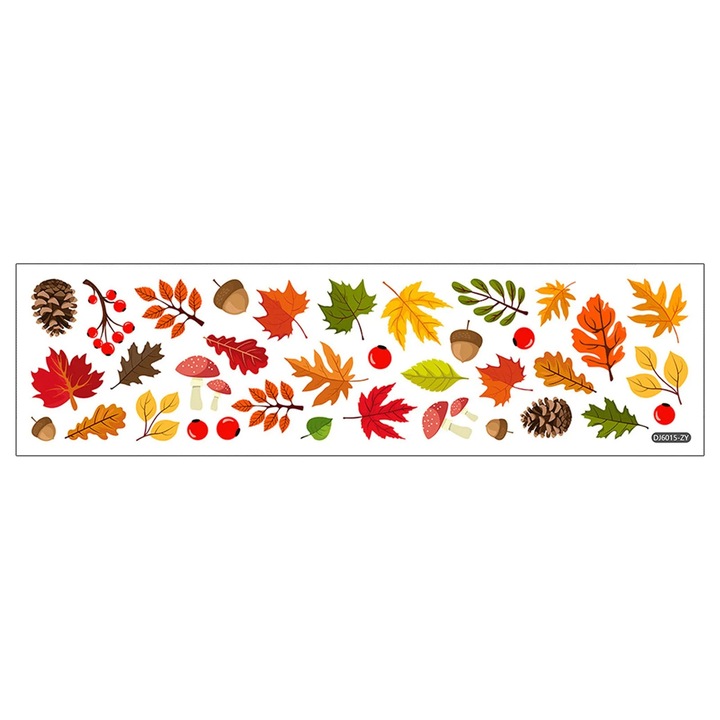 Sticker de fereastra ZYBLSSBB LSM2xh01-BCS7004313, autocolant electrostatic din PVC cu motive frunze de toamna, multicolor, 23 cm