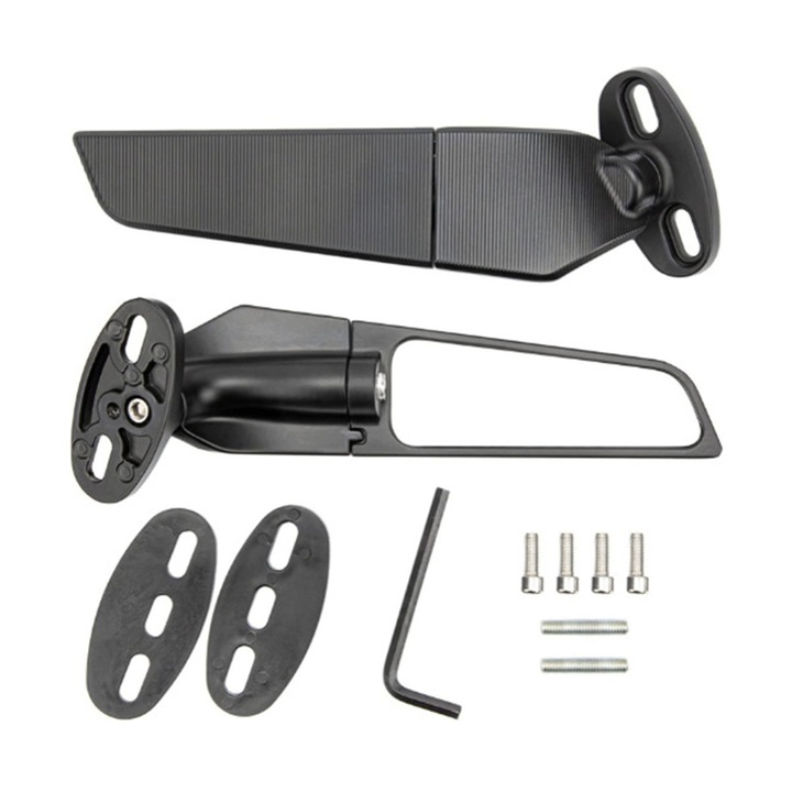 Oglinzi laterale pentru motociclete, Rqiurpn, set de 2, negru, 20.50x7.50x3.50cm