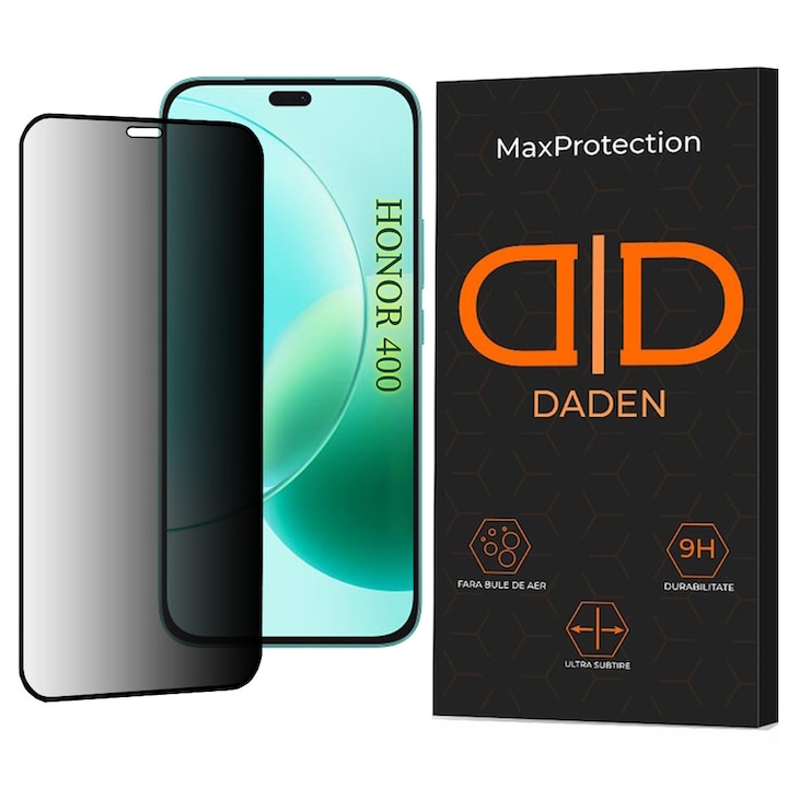 Folie Sticla Privacy pentru Honor 400 Daden MaxProtection, Full Cover, Protectie Profesionala, Ultra Rezistenta, Calitate Premium