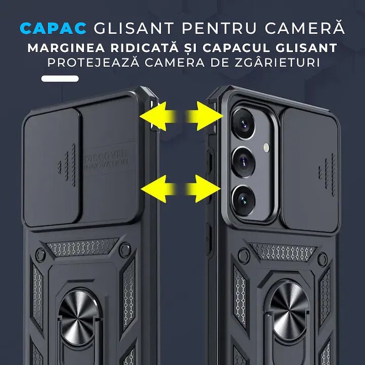 Husa pentru Samsung Galaxy A16 5G Hybrid Armor Kickstand, Slider Camera, DaDen®, Antisoc, Protectie Superioara, Rosu