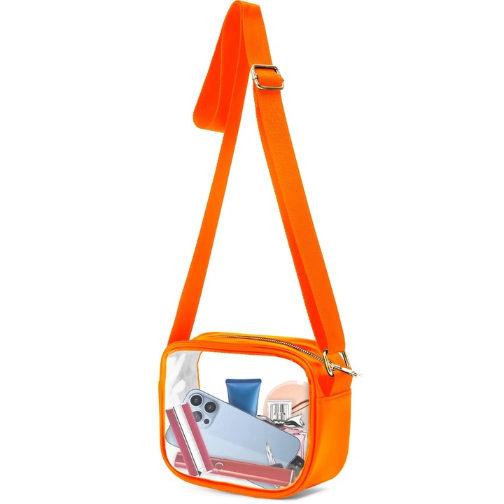 Прозрачна чанта за събития, с регулируема презрамка, водоустойчиво PVC, 0.39x0.39x0.39 инча, многоцветна