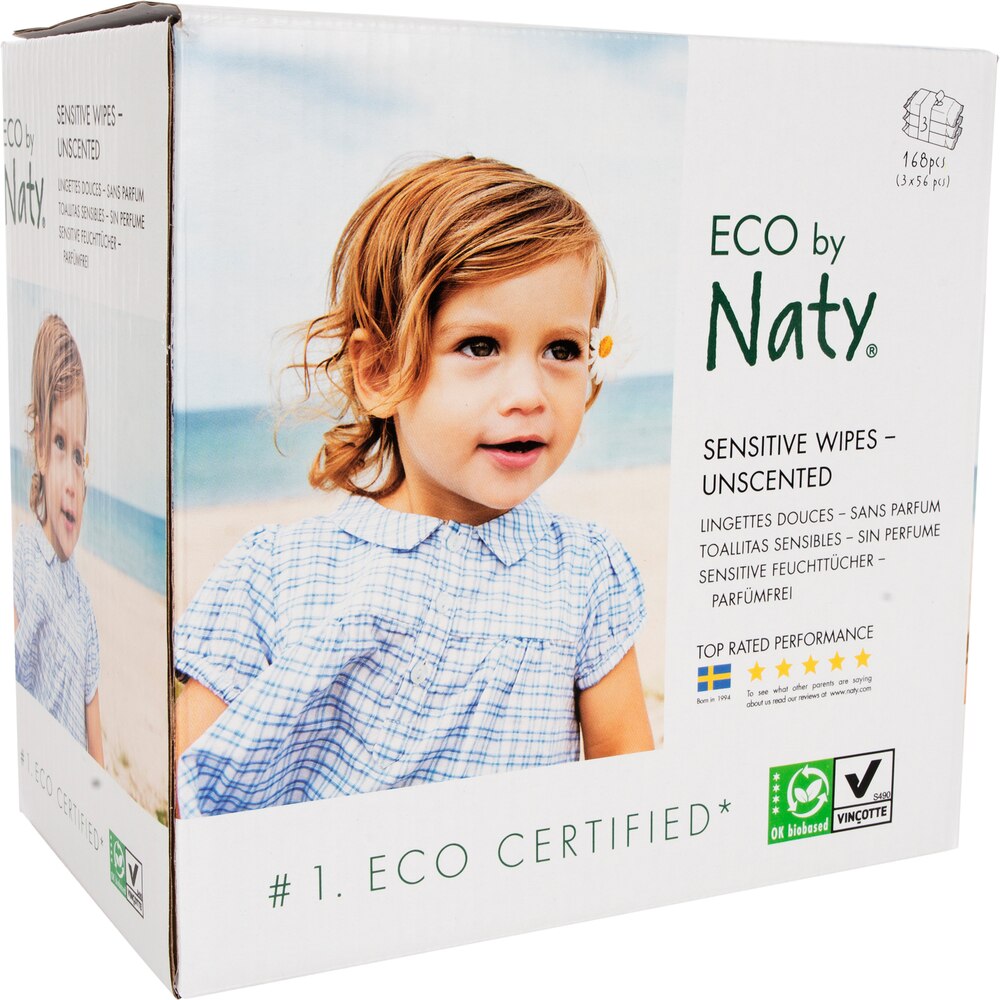 Servetele umede fara parfum Sensitive 3 x 56 buc ECO by Naty