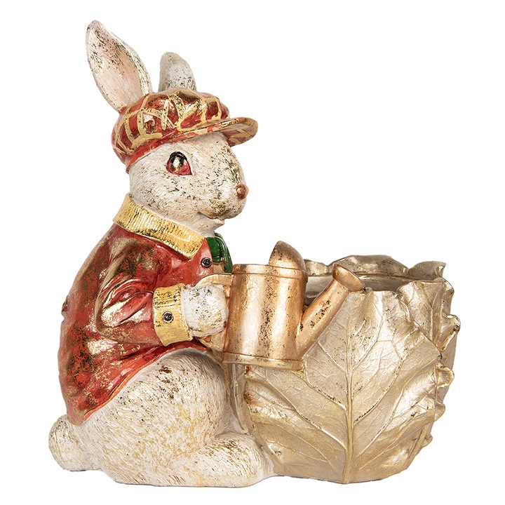 Húsvéti nyuszi figura, többszínű polirezin, 28x18x30 cm