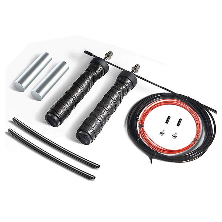 Coarda de sarit rapida, antiderapanta, absorbanta de transpiratie, cu adeziv pentru maini (negru)