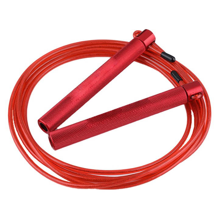 Coarda de sarit, maner usor din aluminiu, pentru cardio, antrenament de rezistenta, antrenament de fitness, exercitii fizice (rosu)