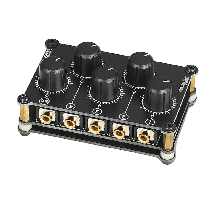 Mixer audio, 4 canale, dimensiuni 83.5x54x21mm, greutate 93g