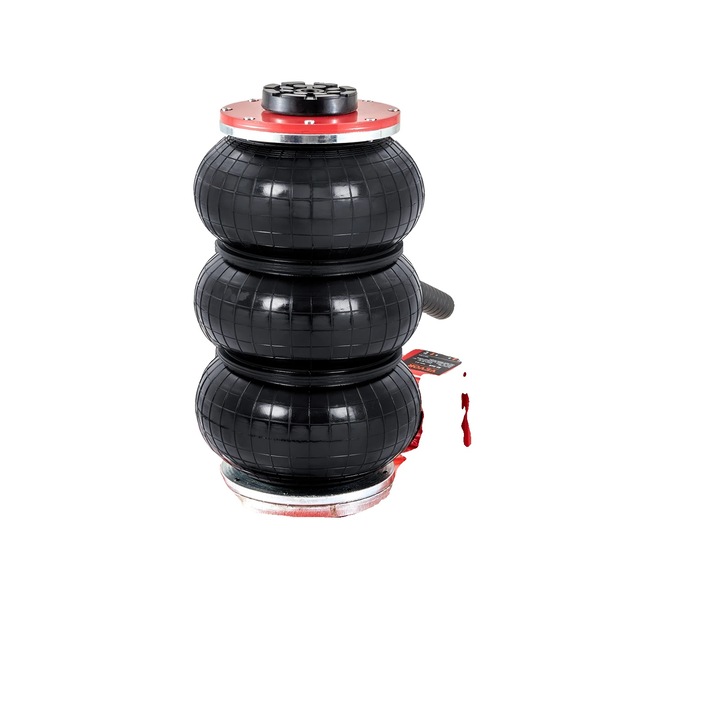 Cric pneumatic cu trei perne, capacitate 3000 kg, rosu, 24x30x45 cm