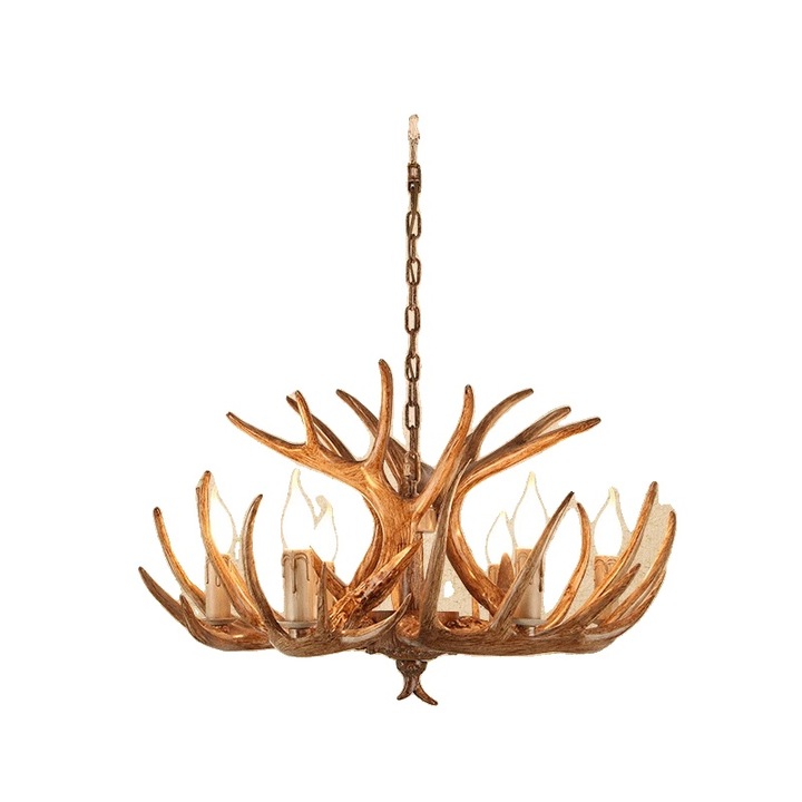 Candelabru din coarne de cerb, 6 capete, lumina calda