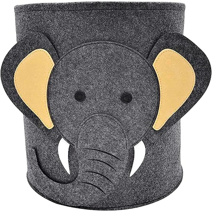 Cos pentru rufe, design 3D elefant, capacitate mare, 35x35cm, multicolor, pliabil