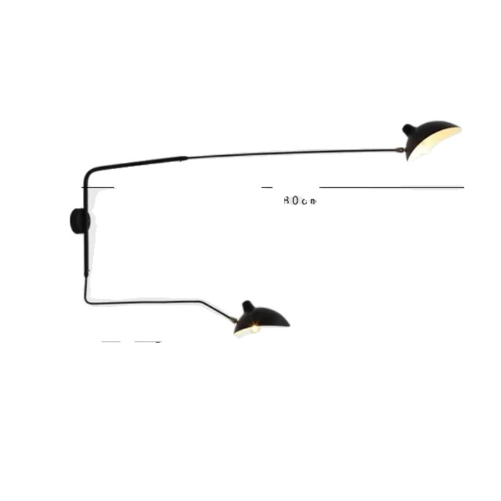 Aplica de perete, 118-180cm, neagra, cu priza