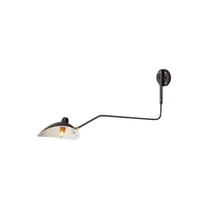 Fali lámpa, 1 ágú, 95 cm, fekete, nyomógombos kapcsolóval és kábellel