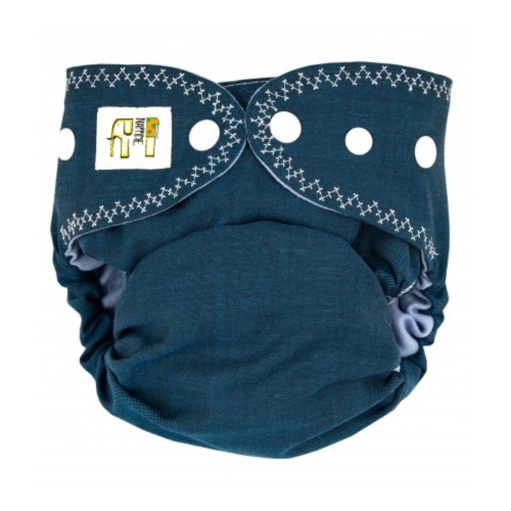 Husa scutec NappiMe, Atrament cu albastru, 100% lana, set reutilizabil