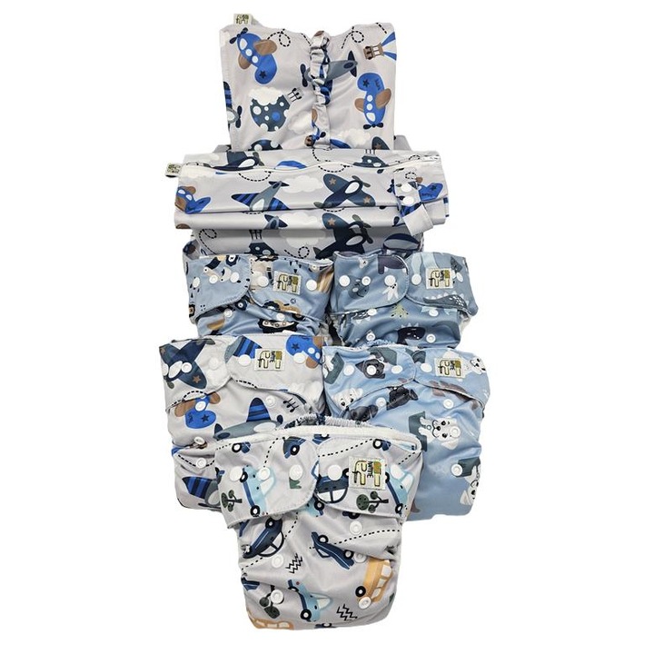 Set de scutece reutilizabile Coolmax NappiMe, model avioane