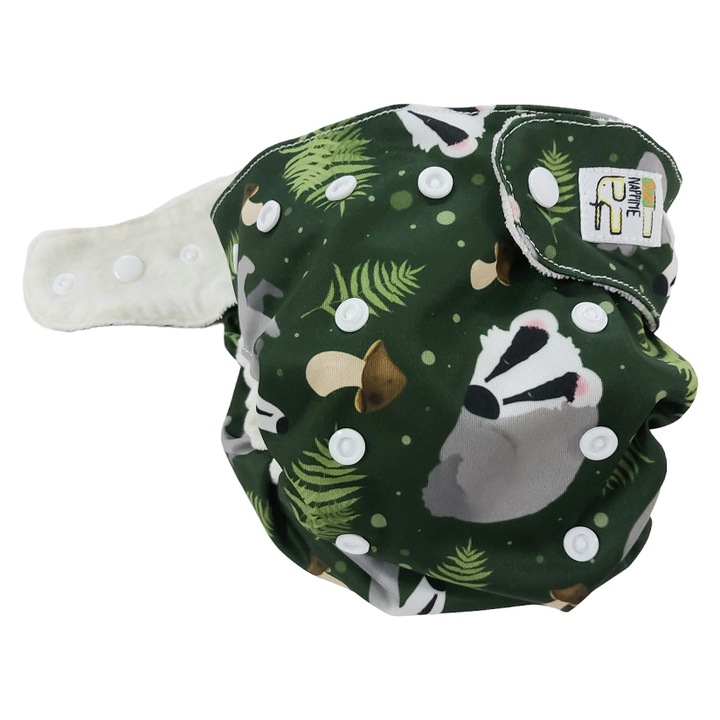 Scutec reutilizabil, NappiMe, Bambus, Impermeabil, Model padure, Verde