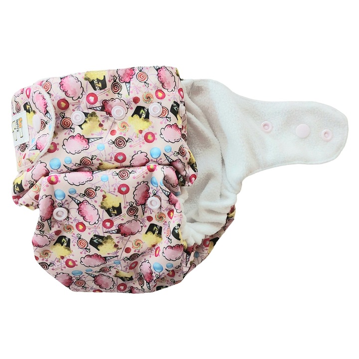 Scutec reutilizabil, NappiMe, Impermeabil, Model inghetata, Roz