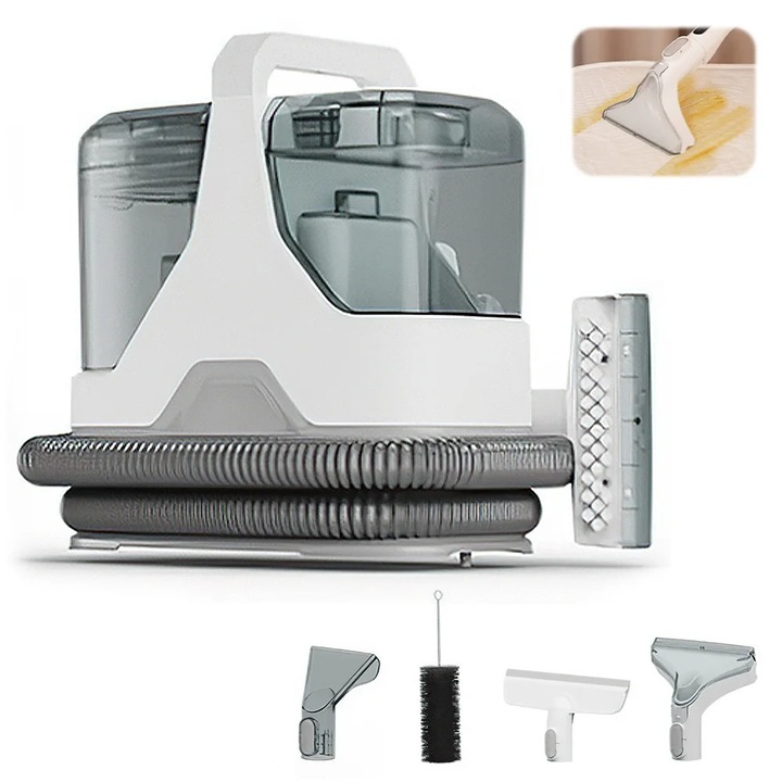 Aspirator portabil 3 in 1, putere de aspiratie 600W, capacitate rezervor 1-2L, pentru covoare si tapiterie