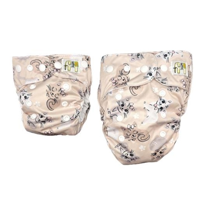 Scutec reutilizabil Mini PUL cu microfleece, motivatie pisici, Nappime, 100% poliester