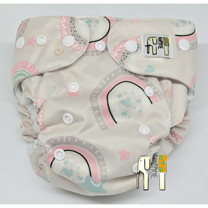 Scutece reutilizabile, Nappime, Poliester, Impermeabil, Bej / Roz