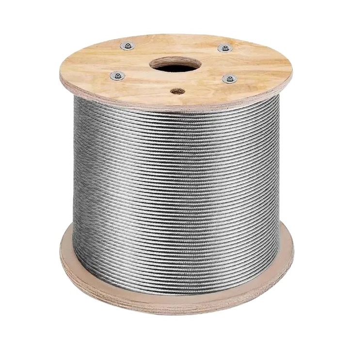 Rozsdamentes acél kötél, 152 m x 3,2 mm, szakítószilárdság 720 kg, beltéri és kültéri használatra